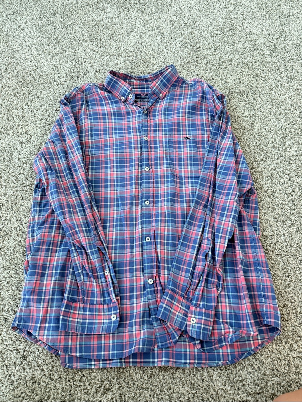Vineyard Vines Plaid Button-Down Shirt in Blue and Pink